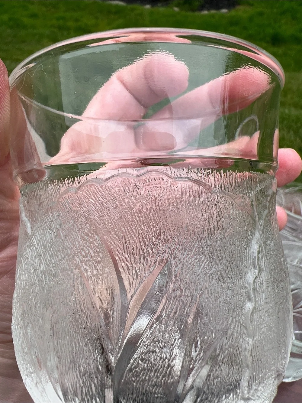 4 Vintage Old Fashioned Cocktail Tumblers Glasses Pebble Leaf Cabbage Pattern